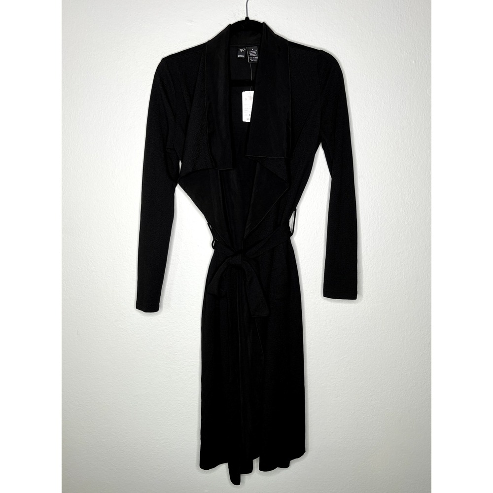 NWT Windsor's Women's Long Sleeve Waist Belt Tie Jacket Solid Black Small